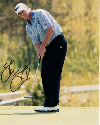 Steve Stricker Hand Signed 8x10 Color Photo,  Great Golfer Putting