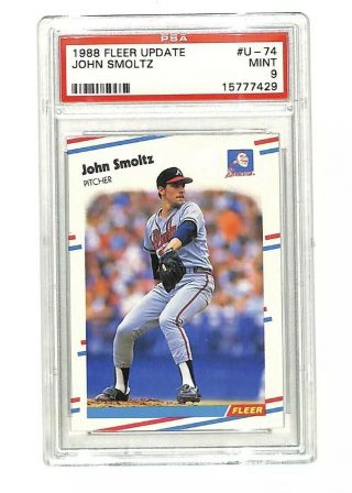 1988 Fleer Update U74 John Smoltz Rookie Card Psa 9 Braves