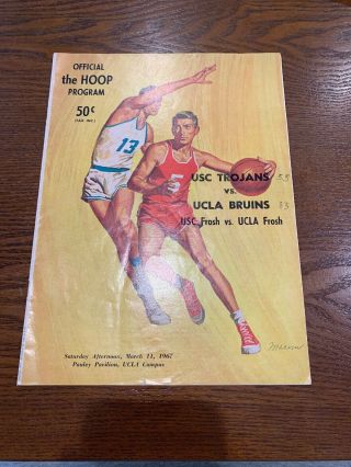 1967 Ucla Vs Usc Basketball Program “the Hoop” Lew Alcindor