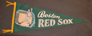 1950s Boston Red Sox Fenway Park Mlb Baseball Full Size Pennant 12x29 Green