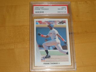1990 Leaf Baseball Rookie Card 300 Frank Thomas Rc Psa 8 Nm - Mt