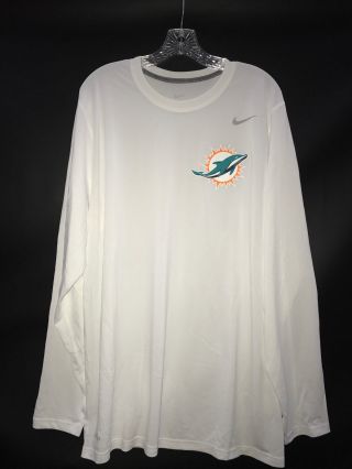 Miami Dolphins Game White On Field Dri - Fit Nike Long Sleeve Shirt - Xl