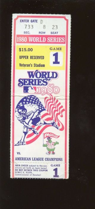 1980 World Series Ticket Stub Kansas City Royals At Philadelphia Phillies Game 1