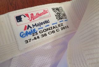 Adrian Gonzalez 10/15/15 Game Home White Pants Sz 37 - 44 - 38 Obc Dodgers 23