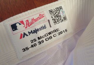 Mark Mcgwire 10/15/2015 Game Home White Pants Size 35 - 40 - 39 Obc Dodgers 25