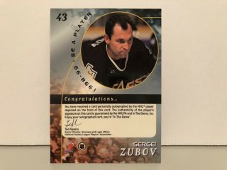 1998 In the Game Be A Player Silver Autographs 43 Sergei Zubov Dallas Stars Auto 4