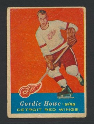 Gordie Howe Hof 42 1957 - 58 Topps Nhl Hockey Card Detroit Red Wings Vintage