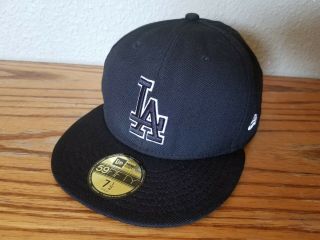Era 59fifty Los Angeles Dodgers La Fitted 7 1/2 Black Hat Pre - Owned