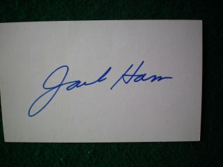 Jack Ham Signed 3 X 5 Index Card (steelers)
