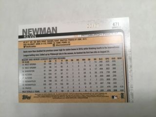 KEVIN NEWMAN 471 - 2019 Topps Baseball Series 2 - “BLACK PARALLEL /67” - PIRATES 2
