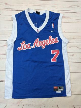 Vintage Nike Lamar Odom 7 Los Angeles Clippers Sewn Swingman Jersey Blue Sz Med
