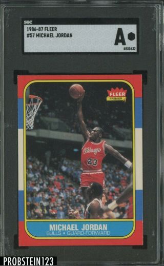 1986 Fleer 57 Michael Jordan Chicago Bulls Rc Rookie Hof Sgc " Hot Card