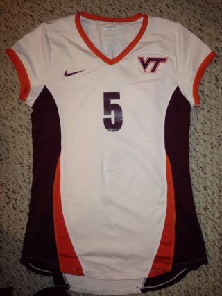 Nike Virginia Tech Hokies Game Worn 5 White Volleyball Jersey