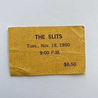 The Slits 1980 Whisky La Concert Ticket Stub Punk X Ray Spex Crass