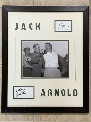 Jack Nicklaus & Arnold Palmer Signed Custom Photo Framed Display 18x22 Jsa