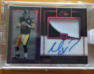 2018 Panini One Encased Mason Rudolph Dual Patch Rookie Auto /25 Steelers