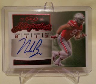 Nick Bosa 2019 Sage Autographed Red Level Auto - Ohio State - 49ers