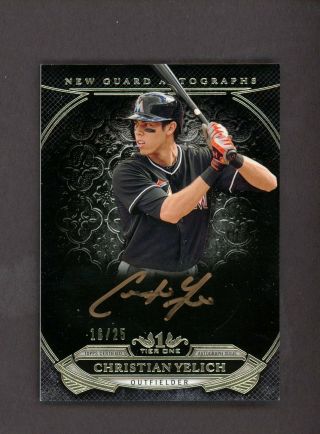 2015 Topps Tier One Guard Christian Yelich Bronze Ink Auto 16/25 Marlins