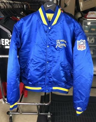 Vintage La Los Angeles Rams Satin Starter Jacket Men Size Large Bomber 80s