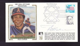 Rod Carew Signed 1991 Hall Of Fame Induction " Z " Cachet Fdc Cover Auto Jsa