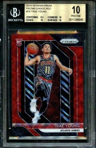 Trae Young 2018 - 19 Prizm Red Scope Refractor Rc Rookie /88 Bgs Pristine 10