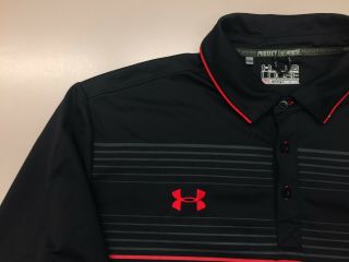Men ' s TEXAS TECH Red Raiders Black UNDER ARMOUR Polo Golf Loose Shirt Sz L/Large 2