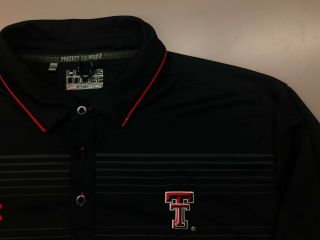 Men ' s TEXAS TECH Red Raiders Black UNDER ARMOUR Polo Golf Loose Shirt Sz L/Large 3