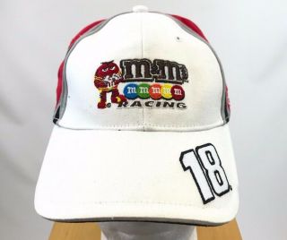 Kyle Busch 18 M&ms Nascar Baseball Cap Red White Hat Joe Gibbs Racing Adjustable