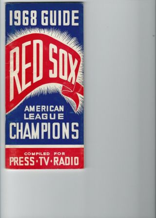1968 Boston Red Sox Official Press Media Tv Radio Guide Mlb Major League Basebal