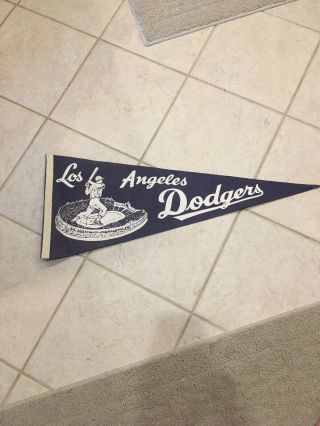 1950’s Los Angeles Dodgers 29 1/2 By 12 Inches Pennant
