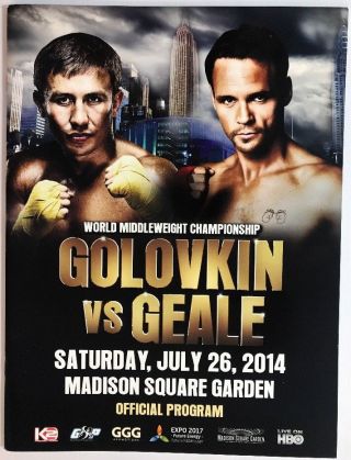 Gennady Ggg Golovkin Vs Daniel Geale Onsite Program Boxing Fight Rare