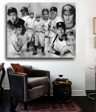 Yankee Greats Canvas Art Print W/yankees Hall Of Famers,  Mantle,  Ruth,  Jeter,