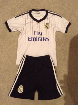 Youth Small Soccer Jersey Shorts Football Shirt Kit - Real Madrid White/black