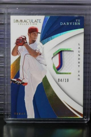2018 Immaculate Yu Darvish Game Laundry Tag Patch 04/10 Rangers Ech