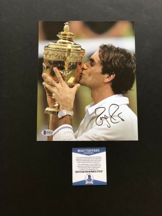 Roger Federer Autographed Signed 8x10 Photo Beckett Bas Tennis Wimbledon Atp