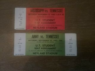 University Of Tennessee Football 1984 Army Ticket And 1983 Miss.  Stub