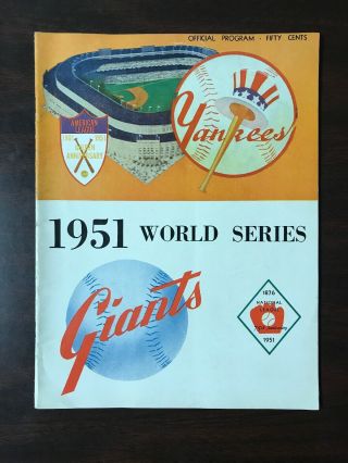1951 World Series Program Giants Ny Yankees Dimaggio Mantle Mays Wow