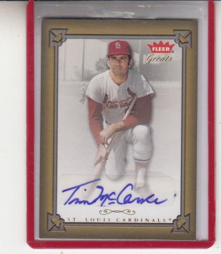 2004 Fleer Greats Of The Game Tim Mccarver " Phillies/cardinals Autograph Auto