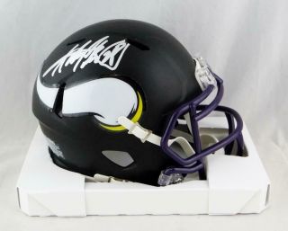 Adrian Peterson Autographed Vikings Flat Black Mini Helmet - Beckett Auth Sil