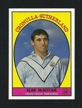 1968 Scanlens Rugby Series A Alan Mcritchie Cronulla 38 Stunning