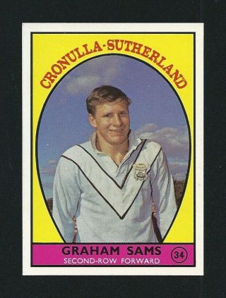 1968 Scanlens Rugby Series A Graham Sams Cronulla 34 Stunning
