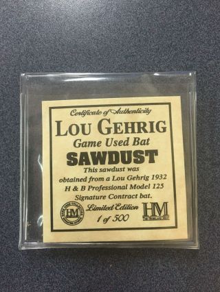 Highland Lou Gehrig Game Bat Sawdust 1/500 York Yankees (gt15)