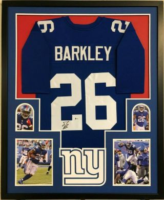 Framed York Giants Saquon Barkley Autographed Signed Jersey Beckett