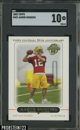 2005 Topps 431 Aaron Rodgers Packers Rc Rookie Sgc 10 Gem