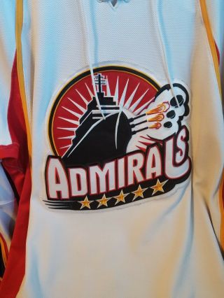 EUC White Reebok Norfolk Admirals Minor league Hockey Jersey SZ 54 Fight Strap 2