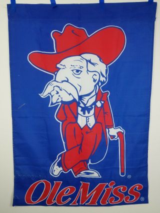 Vintage Ole Miss Rebels Colonel Reb 42 " ×29 " Flag Banner Logo Memorabilia Pennant