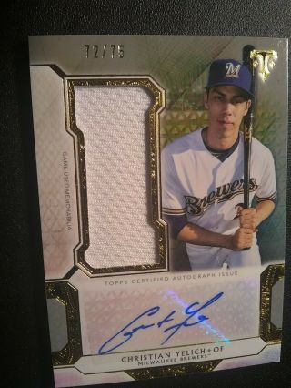 2018 Topps Triple Threads Christian Yelich Auto Patch 72/75