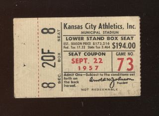 Sept.  22,  1957 Kansas City A 