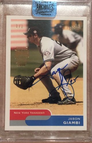 2018 Topps Archives Signature Retired Jason Giambi 1/1 Auto Sp Bazooka Yankees