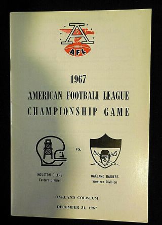 1967 Afc Championship Media Guide Rare Oakland Raiders V Houston Oilers